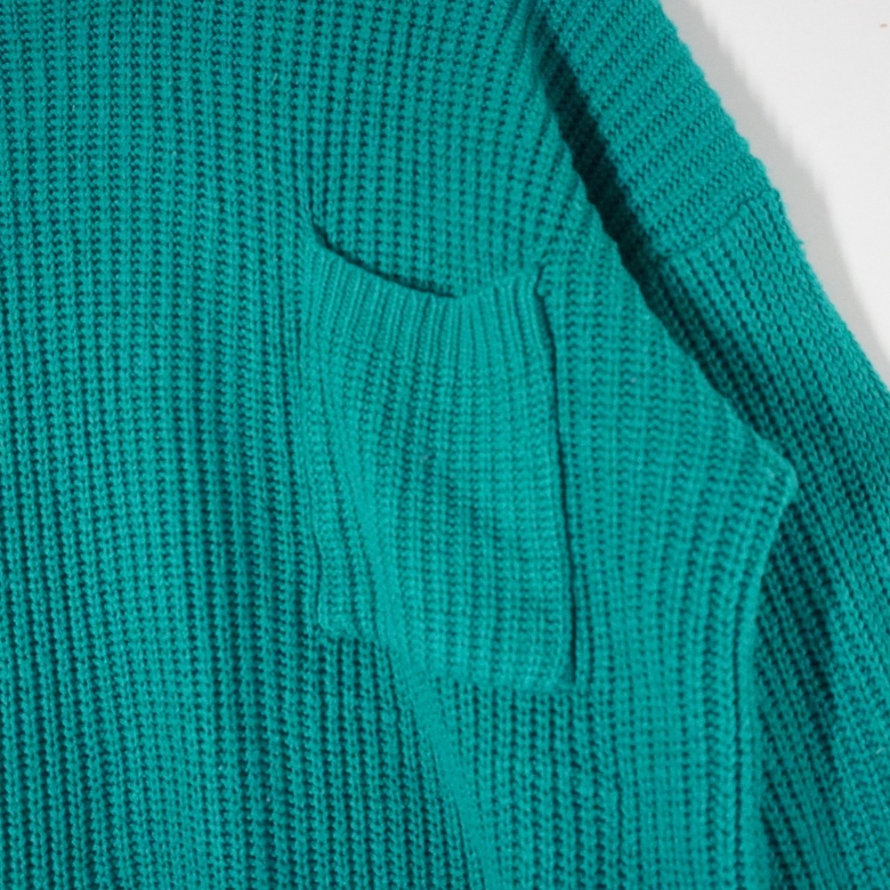 Amilano‎ Paris Milano New York Mock Neck Knit Sweater Medium Green Pocket - Picture 2 of 7